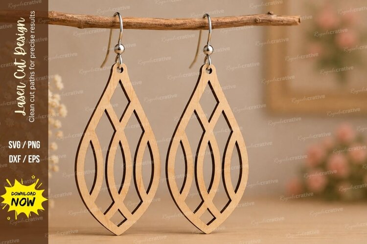Layered Leaf Earrings Laser Cut SVG File leaf earrings svg, example image 1