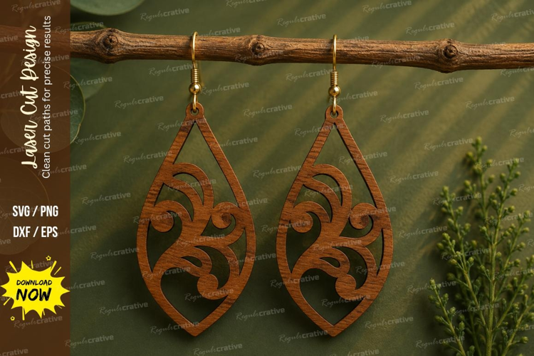 Floral Teardrop Earrings Laser Cut SVG File floral earrings