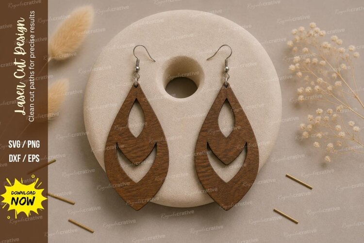 Chevron Teardrop Earrings Laser Cut SVG File chevron earring example image 1