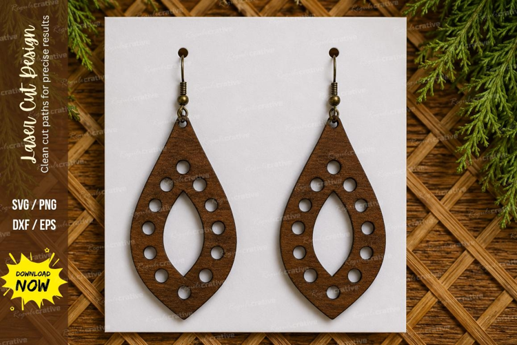 Dotted Teardrop Earrings Laser Cut SVG File dotted earrings
