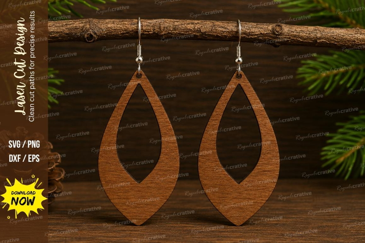Minimalist Teardrop Earrings Laser Cut SVG File teardrop ear