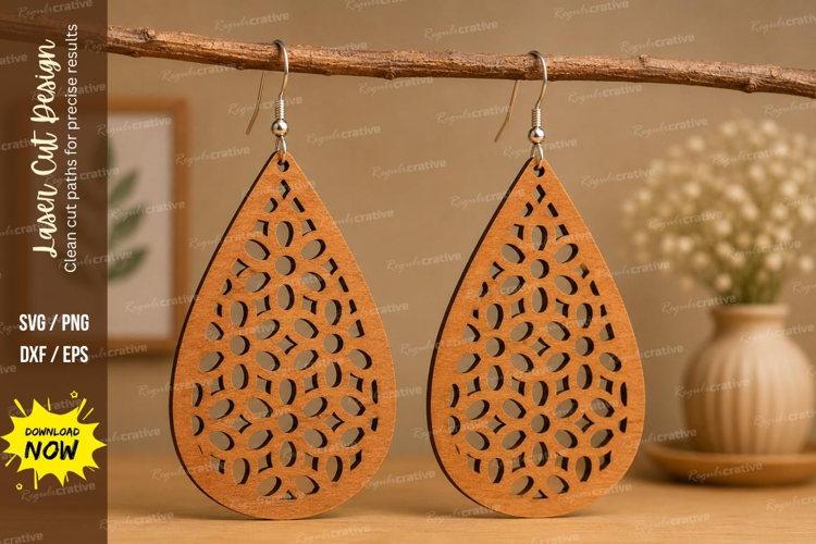 Lace Teardrop Earrings Laser Cut SVG File lace earrings svg,
