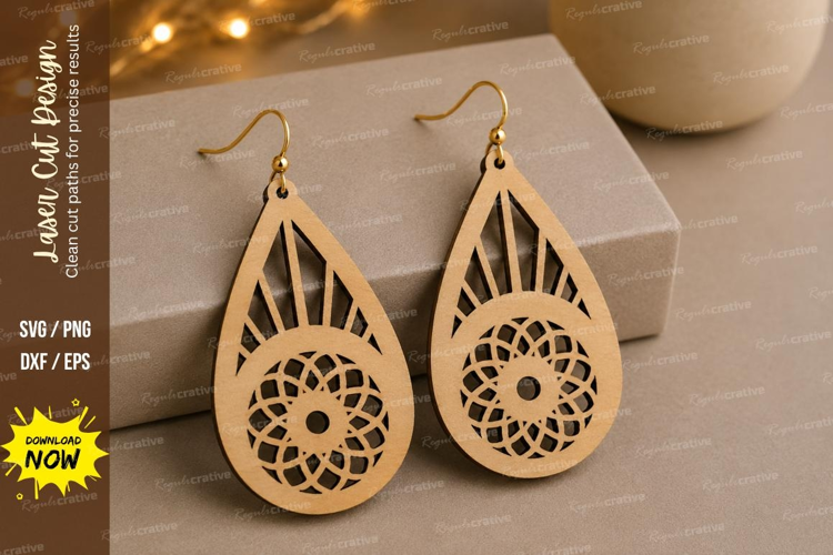 Spiral Teardrop Earrings Laser Cut SVG File spiral earrings