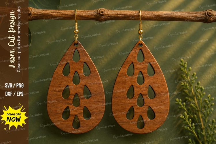 Raindrop Earrings Laser Cut SVG File raindrop earrings svg,