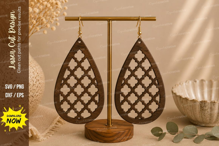 Lattice Teardrop Earrings Laser Cut SVG File lattice earring