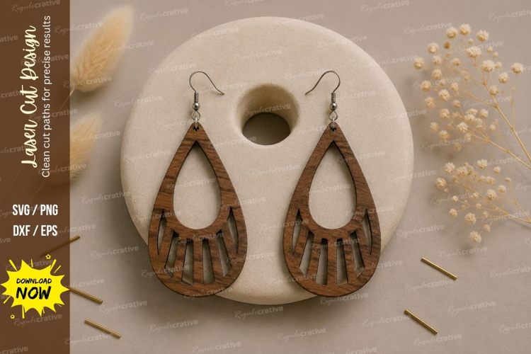 Fringe Teardrop Earrings Laser Cut SVG File fringe earrings