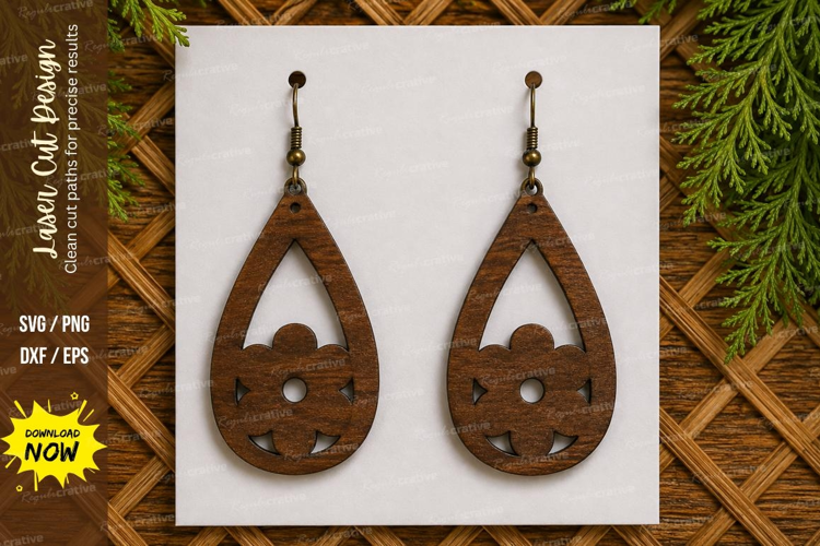 Teardrop Cutout Earrings Laser Cut SVG File teardrop earring