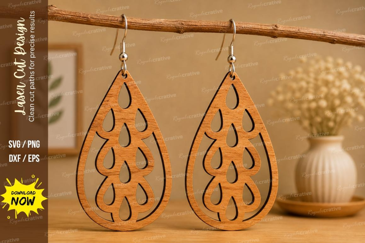Leaf Teardrop Earrings Laser Cut SVG File leaf earrings svg,