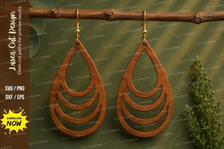 Layered Teardrop Earrings Laser Cut SVG File layered earring example image 1