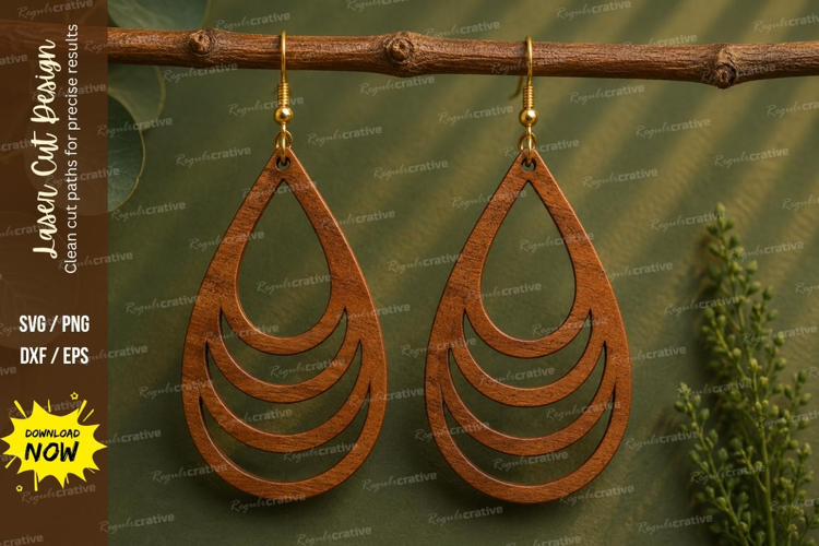 Layered Teardrop Earrings Laser Cut SVG File layered earring