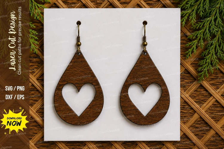 Heart Cutout Earrings Laser Cut SVG File heart earrings svg,