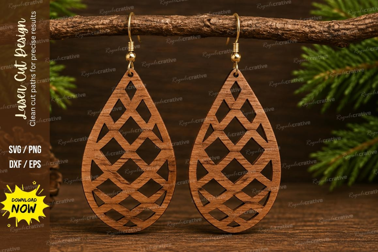 Lattice Teardrop Earrings Laser Cut SVG File lattice earring