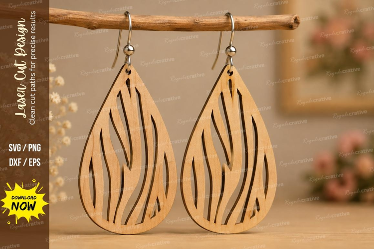 Wavy Teardrop Earrings Laser Cut SVG File wavy earrings svg,