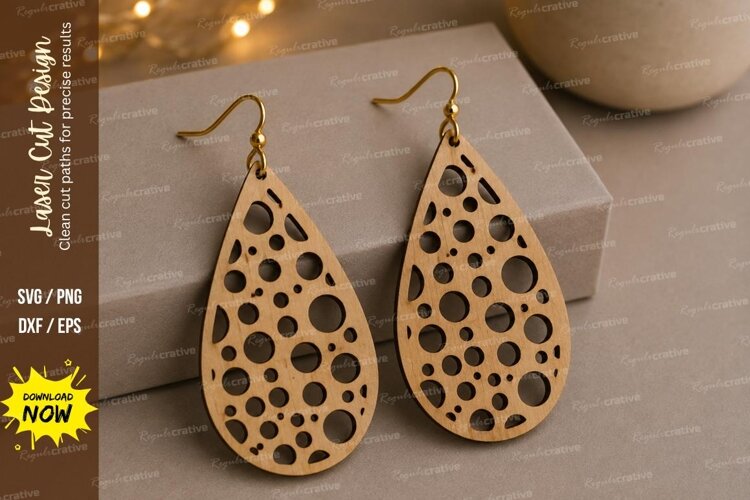 Polka Dot Teardrop Earrings Laser Cut SVG File polka dot ear example image 1