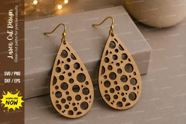 Polka Dot Teardrop Earrings Laser Cut SVG File polka dot ear