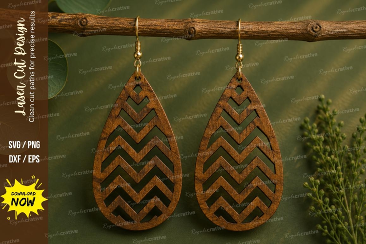 Chevron Teardrop Earrings Laser Cut SVG File chevron earring