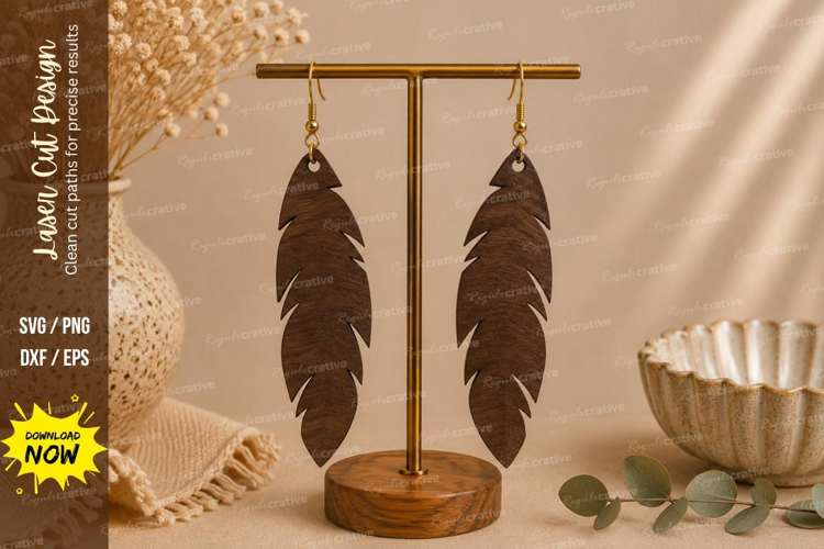 Feather Earrings Laser Cut SVG File feather earrings svg, wo