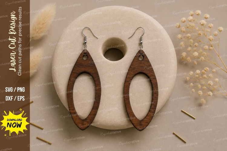Open Oval Earrings Laser Cut SVG File open oval earrings svg