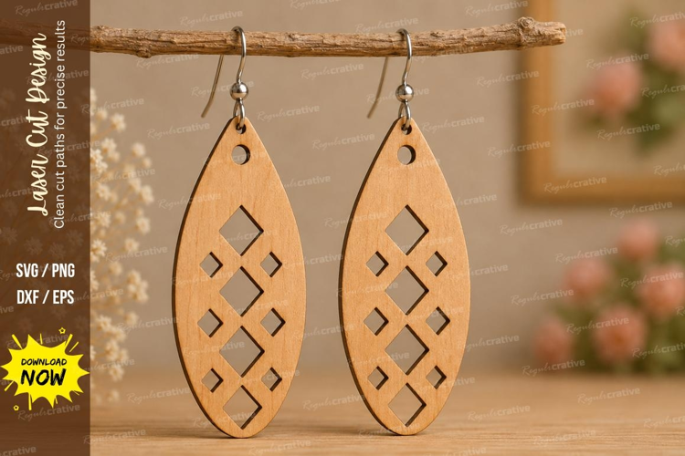 Diamond Cutout Earrings Laser Cut SVG File diamond earrings