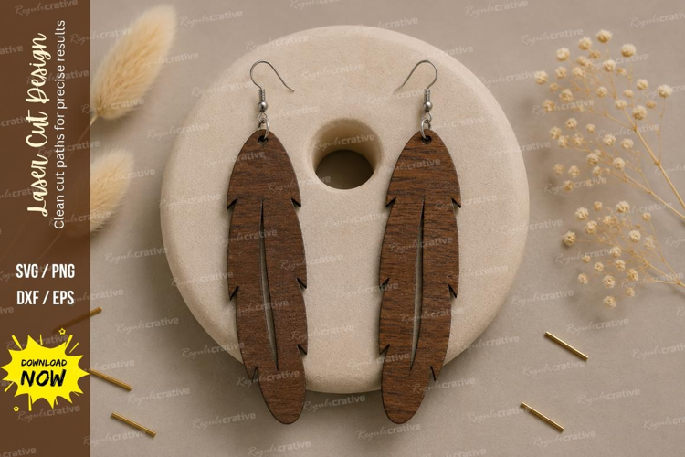 Rustic Feather Earrings Laser Cut SVG File rustic earrings