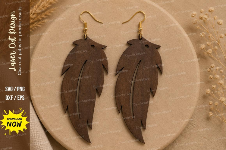 Boho Feather Earrings Laser Cut SVG File boho earrings svg,