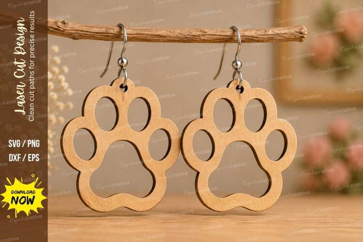 Paw Print Earrings Laser Cut SVG File paw print earrings svg example image 1