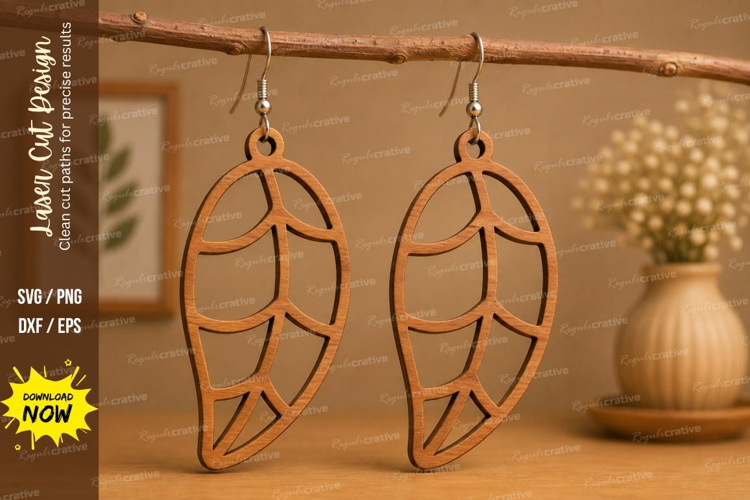 Geometric Leaf Earrings Laser Cut SVG File leaf earrings svg