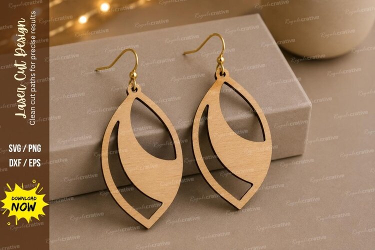 Modern Swirl Earrings Laser Cut SVG File swirl earrings svg, example image 1