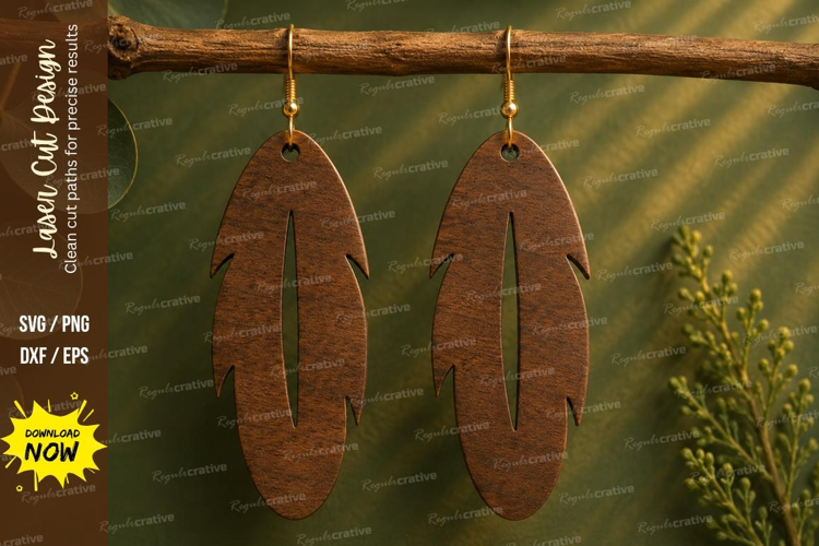 Rustic Feather Earrings Laser Cut SVG File feather earrings
