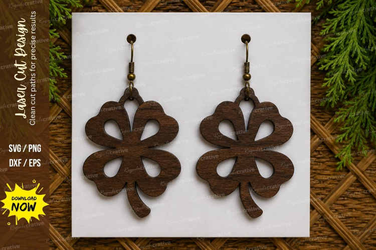 Four Leaf Clover Earrings Laser Cut SVG File clover earrings