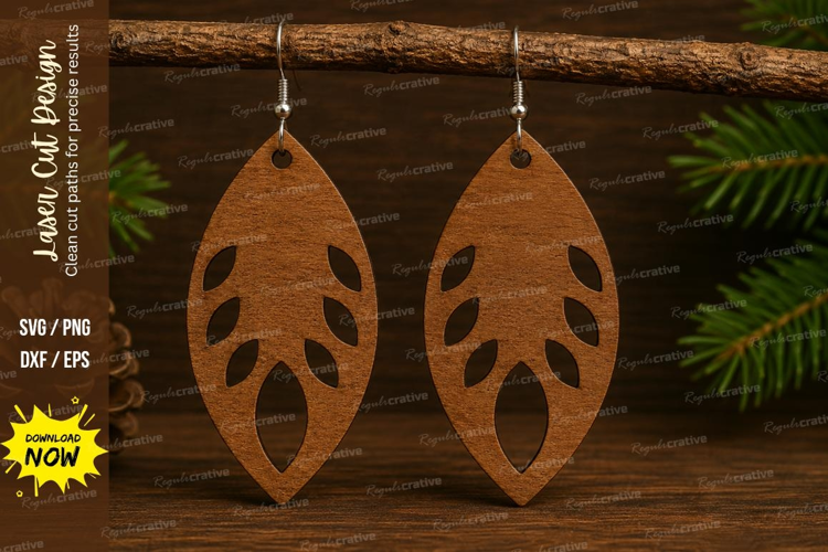 Leaf Cutout Earrings Laser Cut SVG File leaf earrings svg,