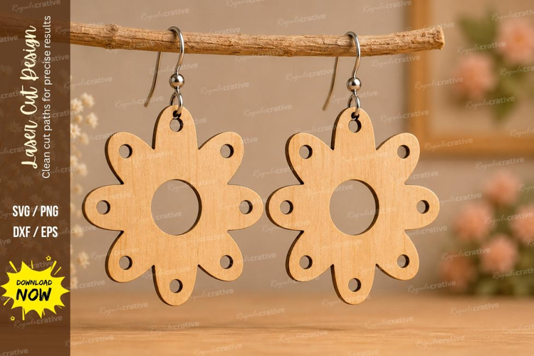 Sunflower Earrings Laser Cut SVG File sunflower earrings svg
