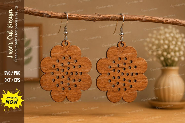 Lace Flower Earrings Laser Cut SVG File lace earrings svg,