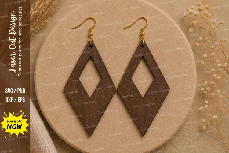 Geometric Diamond Earrings Laser Cut SVG File diamond earrin