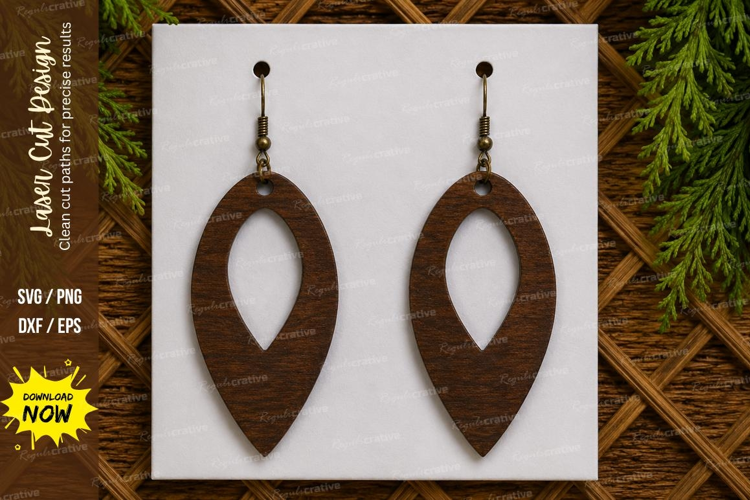 Open Oval Dangle Earrings Laser Cut SVG File oval earrings
