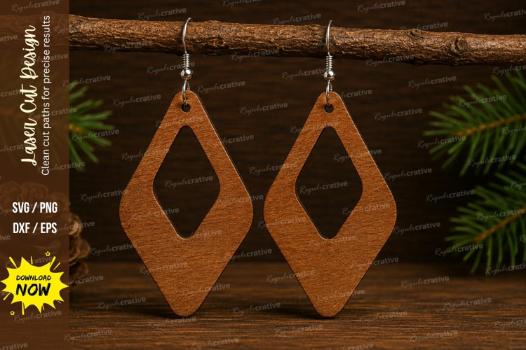 Geometric Diamond Earrings Laser Cut SVG File geometric earr