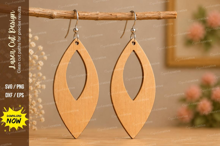 Modern Leaf Drop Earrings Laser Cut SVG File leaf earrings