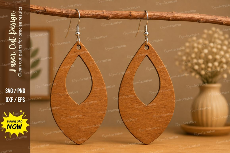 Organic Teardrop Earrings Laser Cut SVG File teardrop earrin