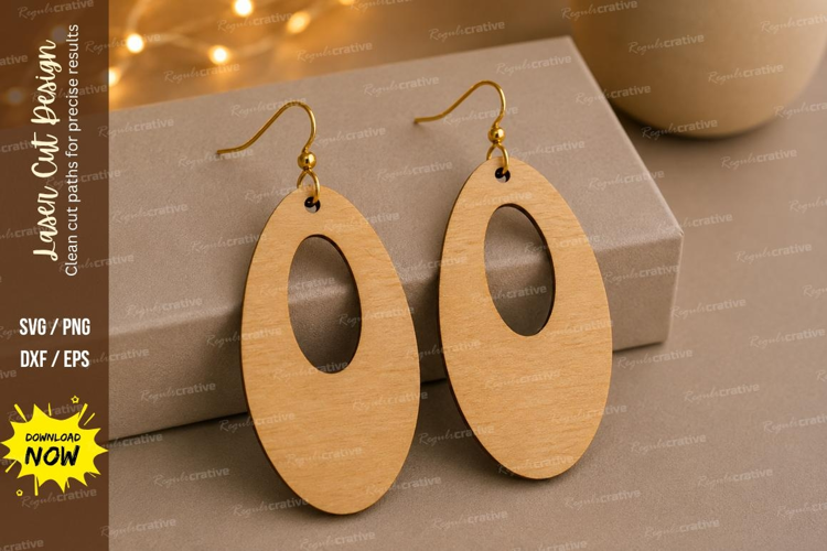 Oval Cutout Earrings Laser Cut SVG File oval earrings svg,