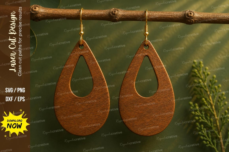 Open Teardrop Earrings Laser Cut SVG File teardrop earrings