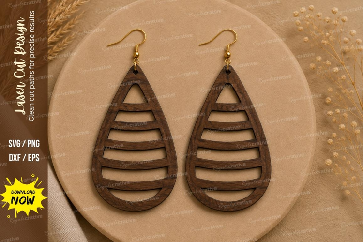 Striped Teardrop Earrings Laser Cut SVG File striped earring