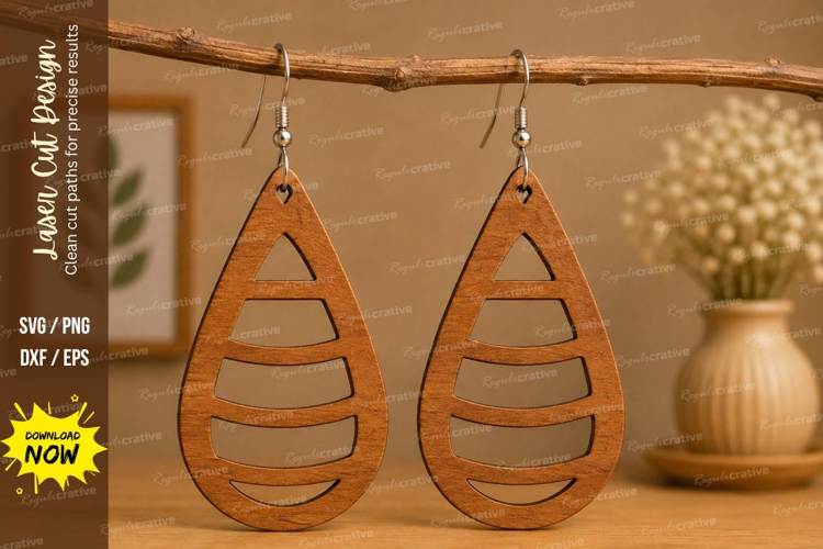 Striped Drop Earrings Laser Cut SVG File striped earrings sv