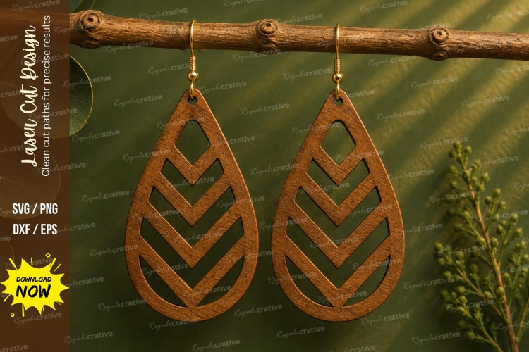 Chevron Teardrop Earrings Laser Cut SVG File chevron earring