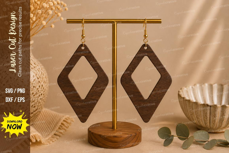 Diamond Drop Earrings Laser Cut SVG File diamond earrings sv