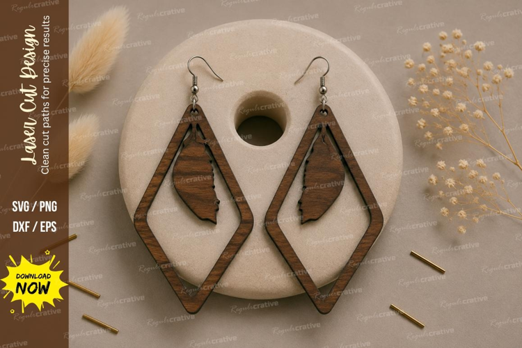 Layered Diamond Earrings Laser Cut SVG File layered earrings