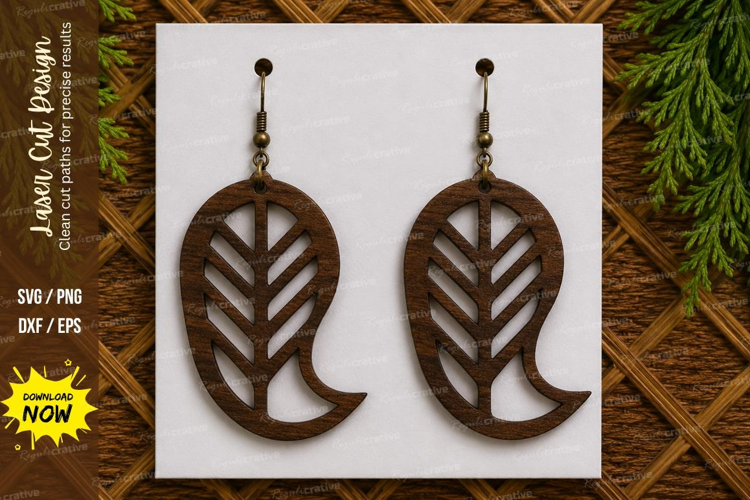 Leaf Circle Earrings Laser Cut SVG File leaf earrings svg,