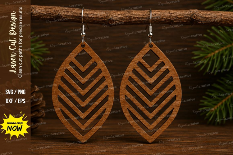 Chevron Leaf Earrings Laser Cut SVG File chevron earrings sv