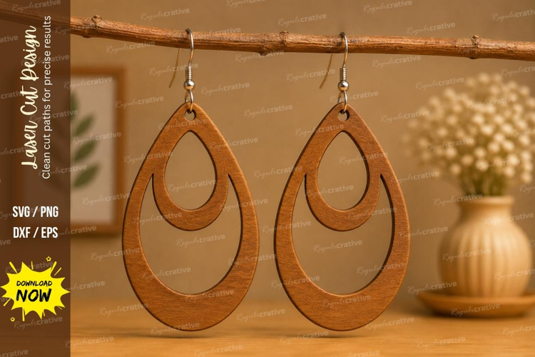 Double Teardrop Earrings Laser Cut SVG File double teardrop