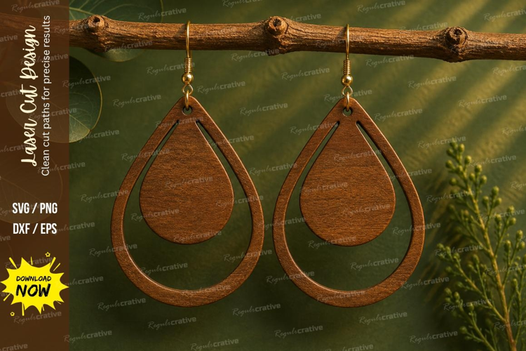 Double Loop Teardrop Earrings Laser Cut SVG File double loop