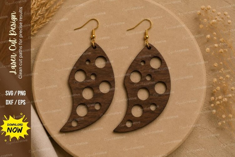 Polka Dot Leaf Earrings Laser Cut SVG File polka dot earring example image 1